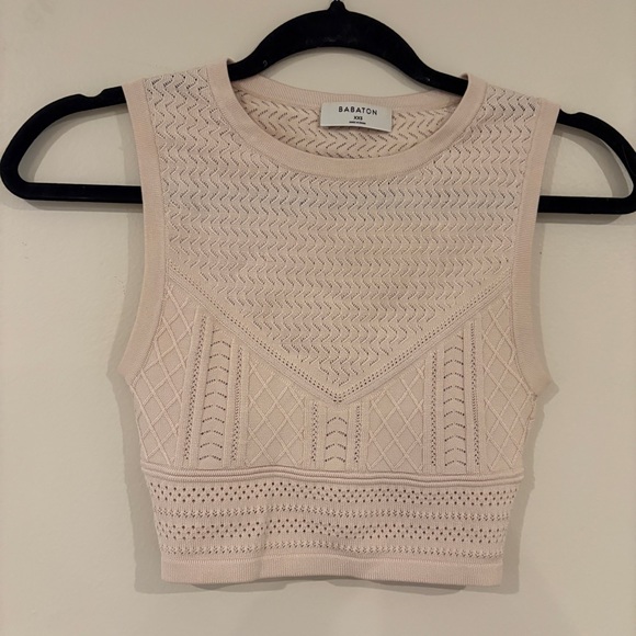 Babaton Aritzia Cream Textured Sleeveless Crop Top XXS - Picture 2 of 6